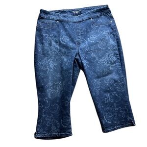 Chico’s Blue Paisley Denim Jeggings Capri